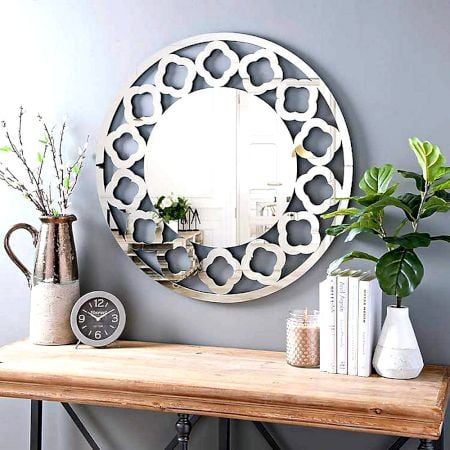 Floral Ring Frame Round Mirror
